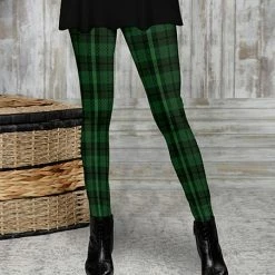 Flash Sale 🤩 Bon Apple Tea Green & Black Plaid Leggings - 👩 Women & Plus 👍