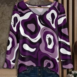 Best Sale 🌟 Bon Apple Tea Purple & Black Geode Long-Sleeve V-Neck Tunic - Plus 😉