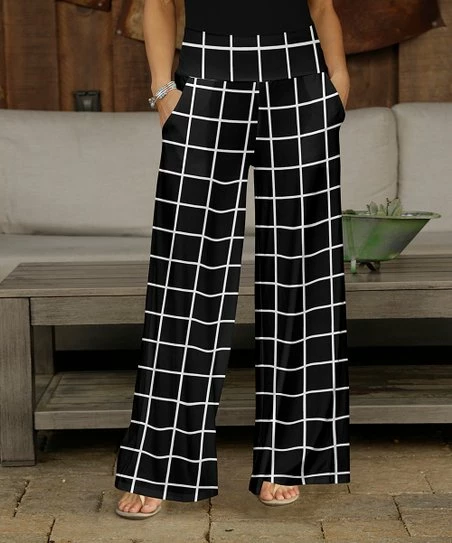 Brand new β Bon Apple Tea Black & White Windowpane Pocket Wide-Leg Pants - π© Women π 1 Brand new β Bon Apple Tea Black & White Windowpane Pocket Wide-Leg Pants - π© Women π