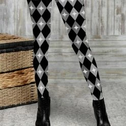 Outlet 👍 Bon Apple Tea Black & Gray Geometric Leggings - 👩 Women & Plus 🤩