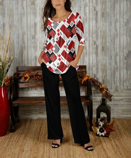 Coupon π Bon Apple Tea Red & Black Geometric Pleated Tunic & Black Lounge Pants - π© Women & Plus π₯° 1 Coupon π Bon Apple Tea Red & Black Geometric Pleated Tunic & Black Lounge Pants - π© Women & Plus π₯°