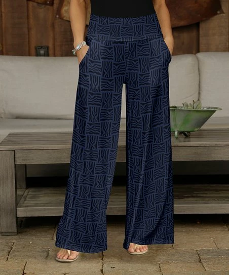 Best Pirce β€οΈ Bon Apple Tea Black & Blue Abstract Pocket Wide-Leg Pants - π© Women & Plus π₯ 1 Best Pirce β€οΈ Bon Apple Tea Black & Blue Abstract Pocket Wide-Leg Pants - π© Women & Plus π₯
