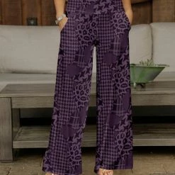 Hot Sale 🥰 Bon Apple Tea Purple & Lavender Patchwork Pocket Wide-Leg Pants - 👩 Women & Plus 🤩