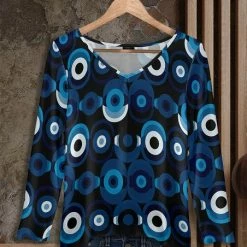 Outlet 🥰 Bon Apple Tea Black & Blue Circles V-Neck Tunic - 👩 Women & Plus ⌛