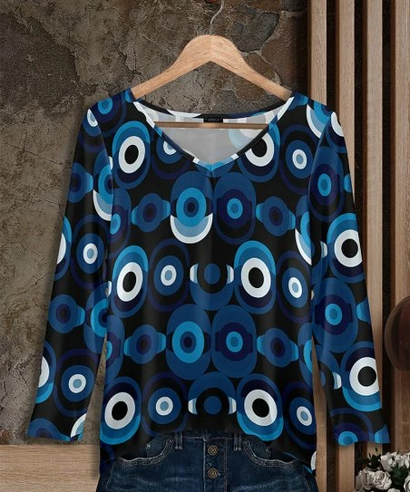 Outlet π₯° Bon Apple Tea Black & Blue Circles V-Neck Tunic - π© Women & Plus β 1 Outlet π₯° Bon Apple Tea Black & Blue Circles V-Neck Tunic - π© Women & Plus β