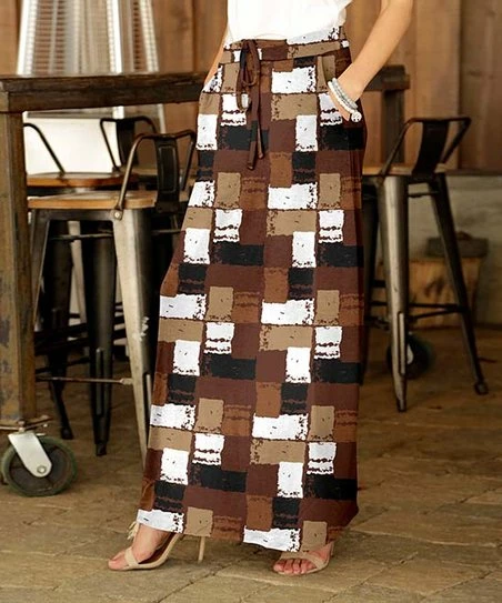 Top 10 β Bon Apple Tea Rust & White Geometric Drawstring Pocket Maxi π Skirt - π© Women & Plus β 1 Top 10 β Bon Apple Tea Rust & White Geometric Drawstring Pocket Maxi π Skirt - π© Women & Plus β