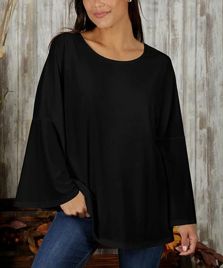 Budget β Bon Apple Tea Black Bell-Sleeve Scoop Neck Tunic - π© Women & Plus π 1 Budget β Bon Apple Tea Black Bell-Sleeve Scoop Neck Tunic - π© Women & Plus π