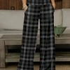 Cheap ⭐ Bon Apple Tea Gray & Black Plaid Pocket Wide-Leg Pants - 👩 Women & Plus 😉