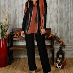 Cheapest 🛒 Bon Apple Tea Clay Stripe Keyhole Long-Sleeve Tunic & Black Pants - 👩 Women & Plus 🔥