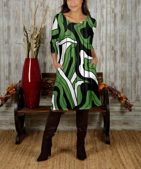 Brand new β Bon Apple Tea Green & Black Abstract Pleated Pocket Shift π Dress - π© Women & Plus β€οΈ 1 Brand new β Bon Apple Tea Green & Black Abstract Pleated Pocket Shift π Dress - π© Women & Plus β€οΈ