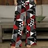 Promo ❤️ Bon Apple Tea Gray & Red Geometric Pocket Wide-Leg Pants - 👩 Women & Plus 💯