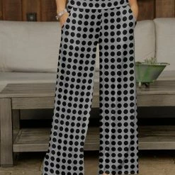 Flash Sale 😀 Bon Apple Tea Gray & Black Dots Wide-Leg Pants - 👩 Women & Plus 🎁