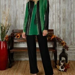 Promo 🤩 Bon Apple Tea Green & Black Abstract Keyhole Tunic & Pants - 👩 Women & Plus 👍