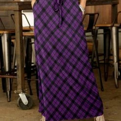 Best deal 🔥 Bon Apple Tea Purple & Black Plaid Drawstring Maxi 👗 Skirt - 👩 Women & Plus 🔔