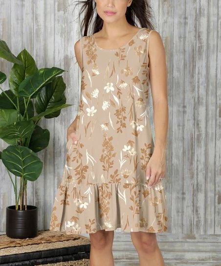 Best reviews of π Bon Apple Tea Taupe & Beige Flroal Sleeveless Pocket Shift π Dress - π© Women & Plus π 1 Best reviews of π Bon Apple Tea Taupe & Beige Flroal Sleeveless Pocket Shift π Dress - π© Women & Plus π