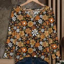 Promo 🔥 Bon Apple Tea Orange & Black Floral V-Neck Tunic - 👩 Women & Plus ✨