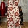 Hot Sale 🧨 Bon Apple Tea Cream & Red Floral Pocket Maxi 👗 Skirt - 👩 Women & Plus 🥰