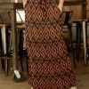 New 👏 Bon Apple Tea Black & Orange Geometric Pocket Maxi 👗 Skirt - 👩 Women & Plus 😉