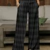 Hot Sale ✔️ Bon Apple Tea Black & Gray Plaid Pocket Wide-Leg Pants - 👩 Women & Plus ✨