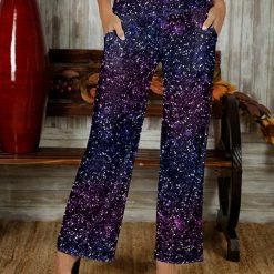 Best reviews of 🤩 Bon Apple Tea Blue & Purple Speckle Pocket Straight-Leg Pants - 👩 Women & Plus 😀