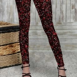 Coupon 👍 Bon Apple Tea Red & Black Speckle Leggings - 👩 Women & Plus ⌛