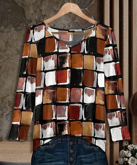 Coupon π― Bon Apple Tea Brown Abstract Long-Sleeve V-Neck Tunic - π© Women & Plus β€οΈ 1 Coupon π― Bon Apple Tea Brown Abstract Long-Sleeve V-Neck Tunic - π© Women & Plus β€οΈ