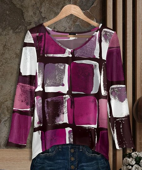 Coupon β€οΈ Bon Apple Tea Pink Geometric Long-Sleeve V-Neck Tunic - π© Women & Plus β¨ 1 Coupon β€οΈ Bon Apple Tea Pink Geometric Long-Sleeve V-Neck Tunic - π© Women & Plus β¨