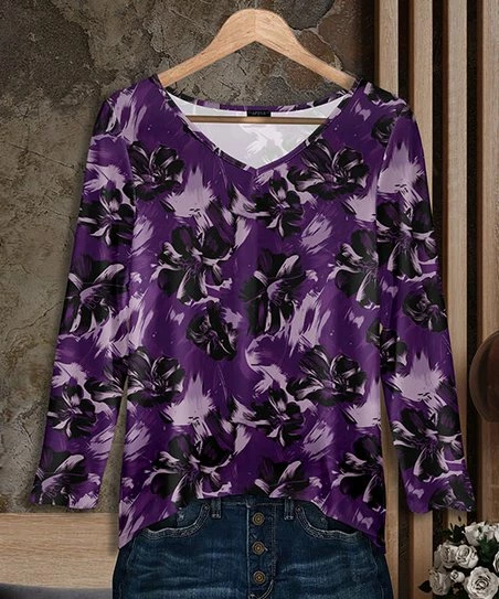 Buy π Bon Apple Tea Purple Abstract Long-Sleeve V-Neck Tunic - π© Women & Plus π 1 Buy π Bon Apple Tea Purple Abstract Long-Sleeve V-Neck Tunic - π© Women & Plus π