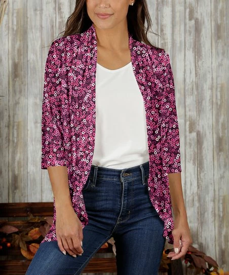 Hot Sale π Bon Apple Tea Fuchsia & Magenta Floral Open Cardigan - π© Women & Plus β€οΈ 1 Hot Sale π Bon Apple Tea Fuchsia & Magenta Floral Open Cardigan - π© Women & Plus β€οΈ