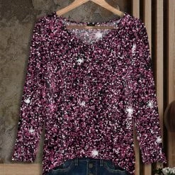 Coupon 🛒 Bon Apple Tea Fuchsia & Black Speckle Long-Sleeve V-Neck Tunic - 👩 Women & Plus ⌛