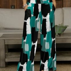 Best reviews of 👍 Bon Apple Tea Teal & Black Abstract Wide-Leg Pants - 👩 Women & Plus ⭐