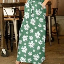 New 💯 Bon Apple Tea Mint & White Floral Drawstring Pocket Maxi 👗 Skirt - 👩 Women & Plus 🎉