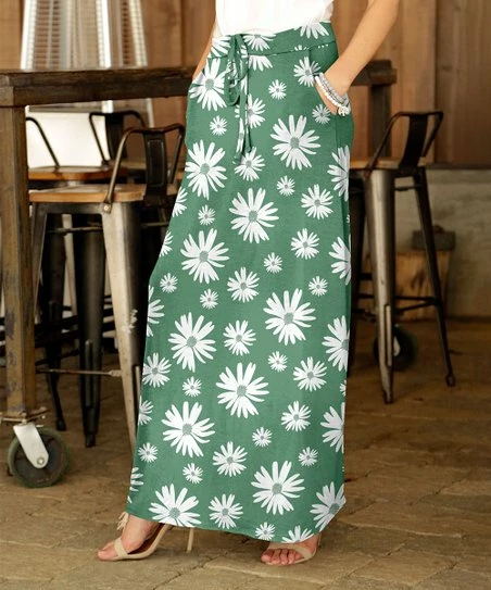 New π― Bon Apple Tea Mint & White Floral Drawstring Pocket Maxi π Skirt - π© Women & Plus π 1 New π― Bon Apple Tea Mint & White Floral Drawstring Pocket Maxi π Skirt - π© Women & Plus π