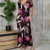 Outlet 😉 Bon Apple Tea Black & Fuchsia Floral Empire-Waist Wide-Leg Jumpsuit - 👩 Women & Plus 😍