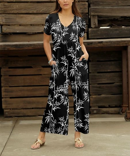 Brand new π Bon Apple Tea Black & White Floral Empire-Waist Wide-Leg Jumpsuit - π© Women & Plus π 1 Brand new π Bon Apple Tea Black & White Floral Empire-Waist Wide-Leg Jumpsuit - π© Women & Plus π