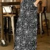 Wholesale 😉 Bon Apple Tea Black & White Floral Pocket Maxi 👗 Skirt - 👩 Women & Plus 🥰