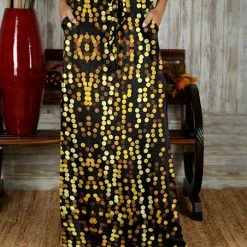 Best deal 😀 Bon Apple Tea Yellow & Black Dot Drawstring Pocket Maxi 👗 Skirt - 👩 Women & Plus 🥰