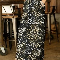 Coupon 🧨 Bon Apple Tea Black & White Dot Drawstring Pocket Maxi 👗 Skirt - 👩 Women & Plus 🤩