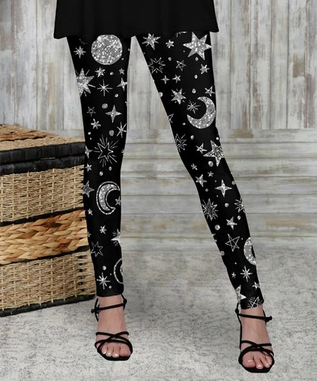Buy π₯ Bon Apple Tea Black & Gray Celestial Moon Leggings - π© Women & Plus π 1 Buy π₯ Bon Apple Tea Black & Gray Celestial Moon Leggings - π© Women & Plus π