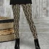 Top 10 ⌛ Bon Apple Tea Cream & Black Abstract Leaf Leggings - 👩 Women & Plus 👏