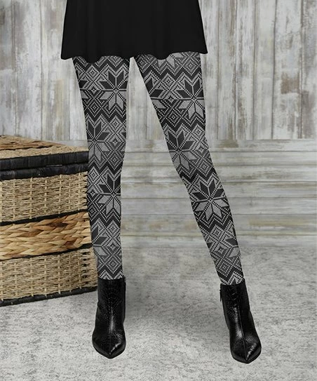 Outlet π₯ Bon Apple Tea Black & White Geometric Snowflake Leggings - π© Women & Plus π€© 1 Outlet π₯ Bon Apple Tea Black & White Geometric Snowflake Leggings - π© Women & Plus π€©